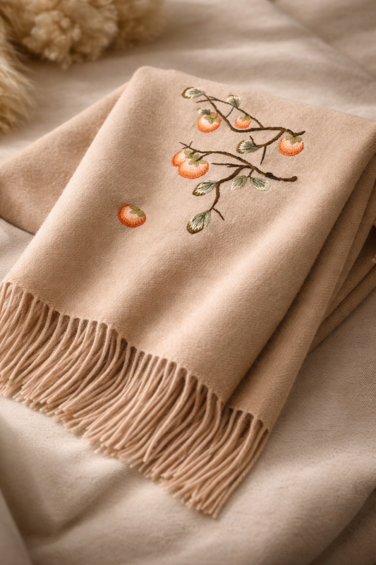 100% Cashmere Scarf with Su Embroidery : Everything as you wish